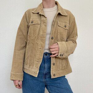 Vintage Columbia Blues Sportswear Cotton Corduroy Trucker Jacket Tan Brown Large